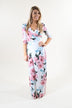 3/4 Sleeve Ivory Floral Maxi Dress