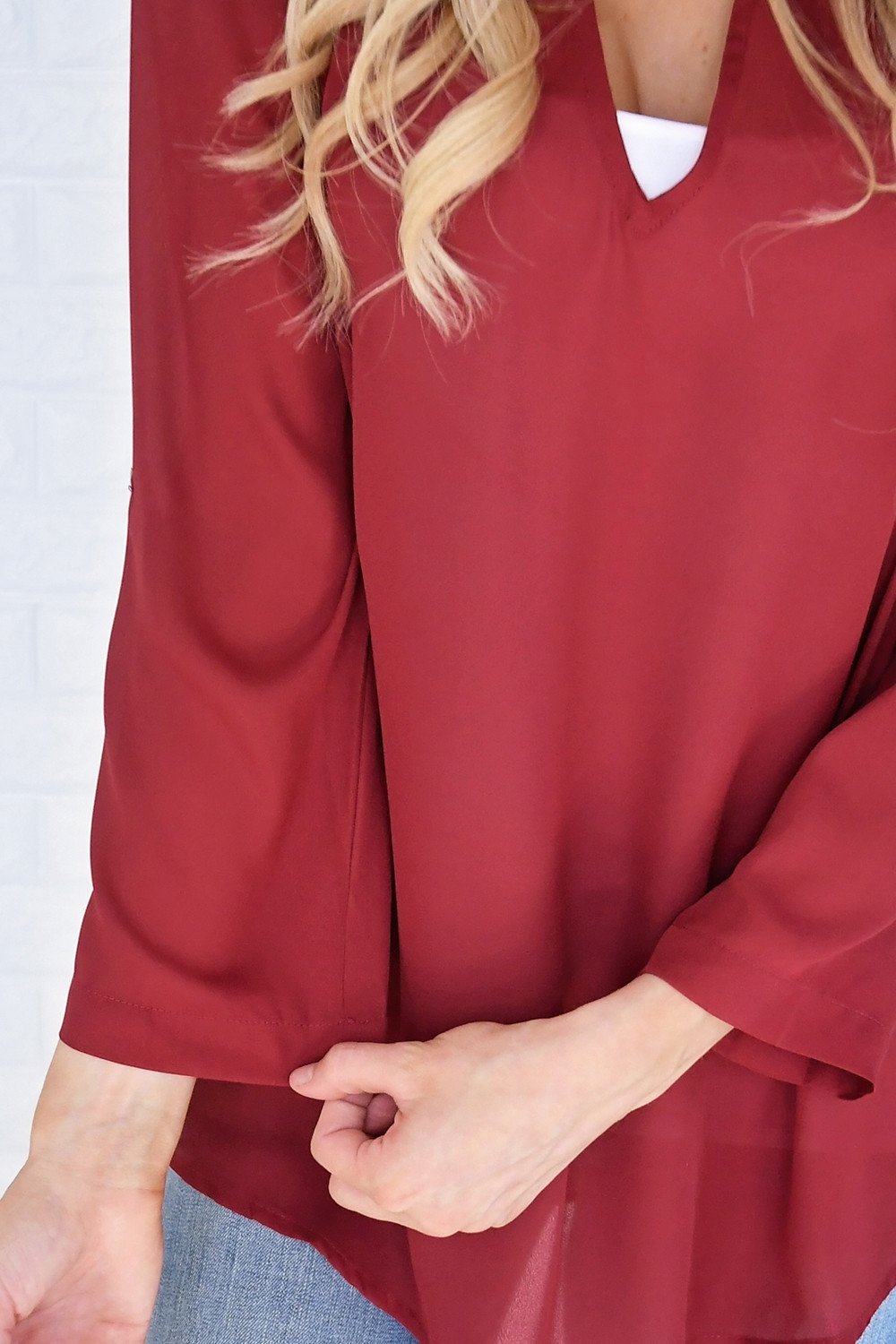 Burgundy Criss Cross Blouse