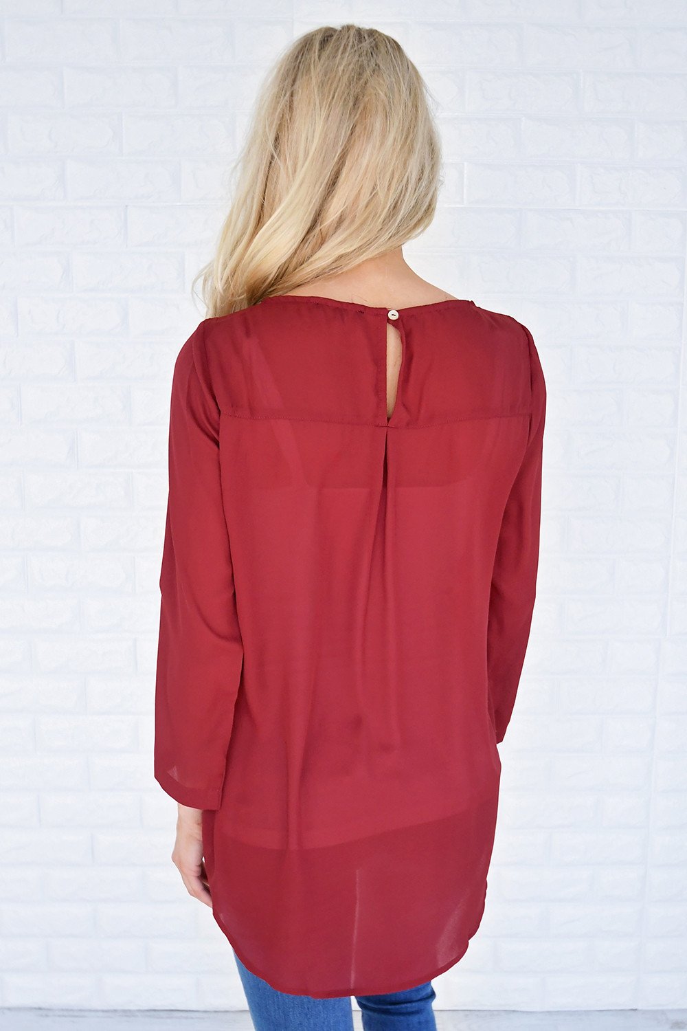 Burgundy Criss Cross Blouse