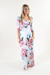 3/4 Sleeve Ivory Floral Maxi Dress