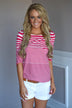 Fav 3/4 Sleeve Top ~ Pink