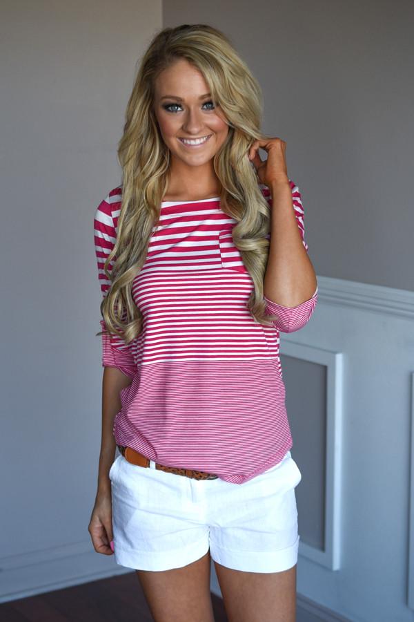 Fav 3/4 Sleeve Top ~ Pink