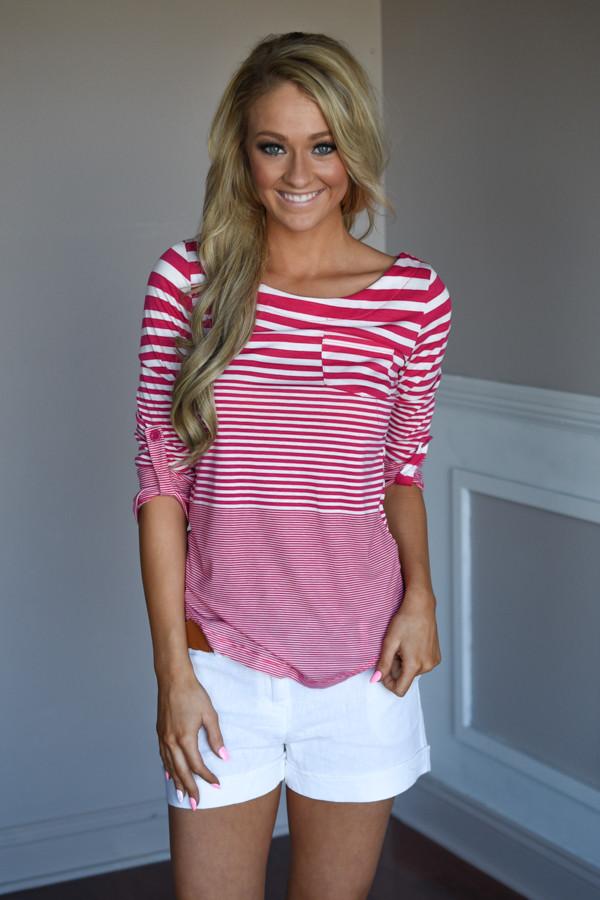Fav 3/4 Sleeve Top ~ Pink