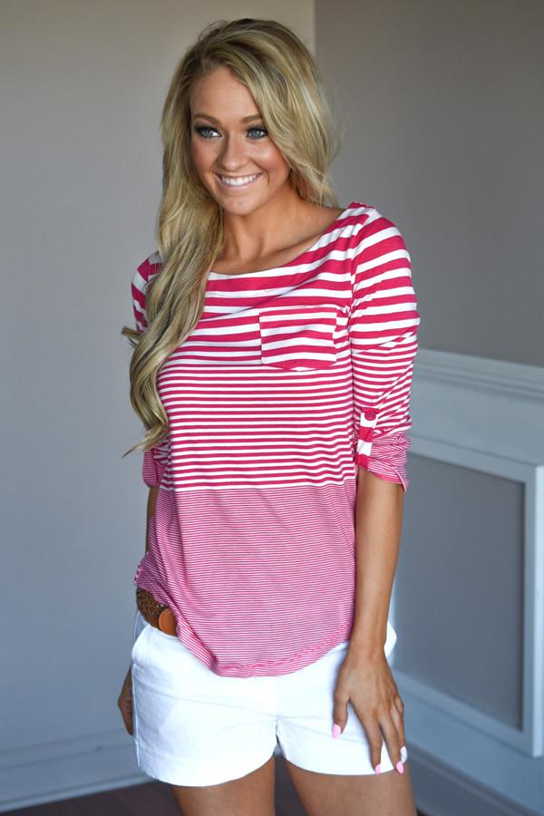Fav 3/4 Sleeve Top ~ Pink