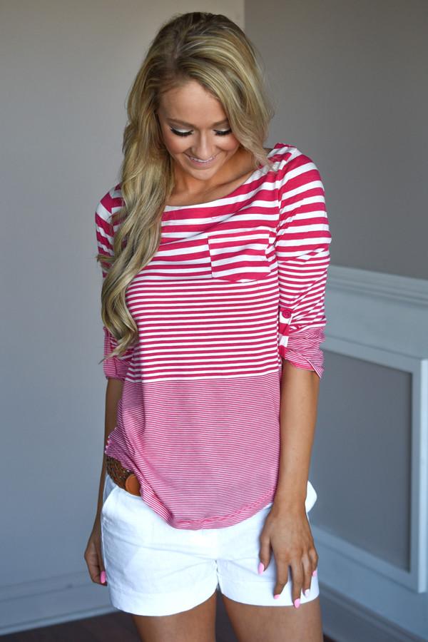 Fav 3/4 Sleeve Top ~ Pink