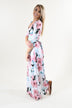 3/4 Sleeve Ivory Floral Maxi Dress