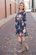 Florence Floral Dress ~ Navy Blue