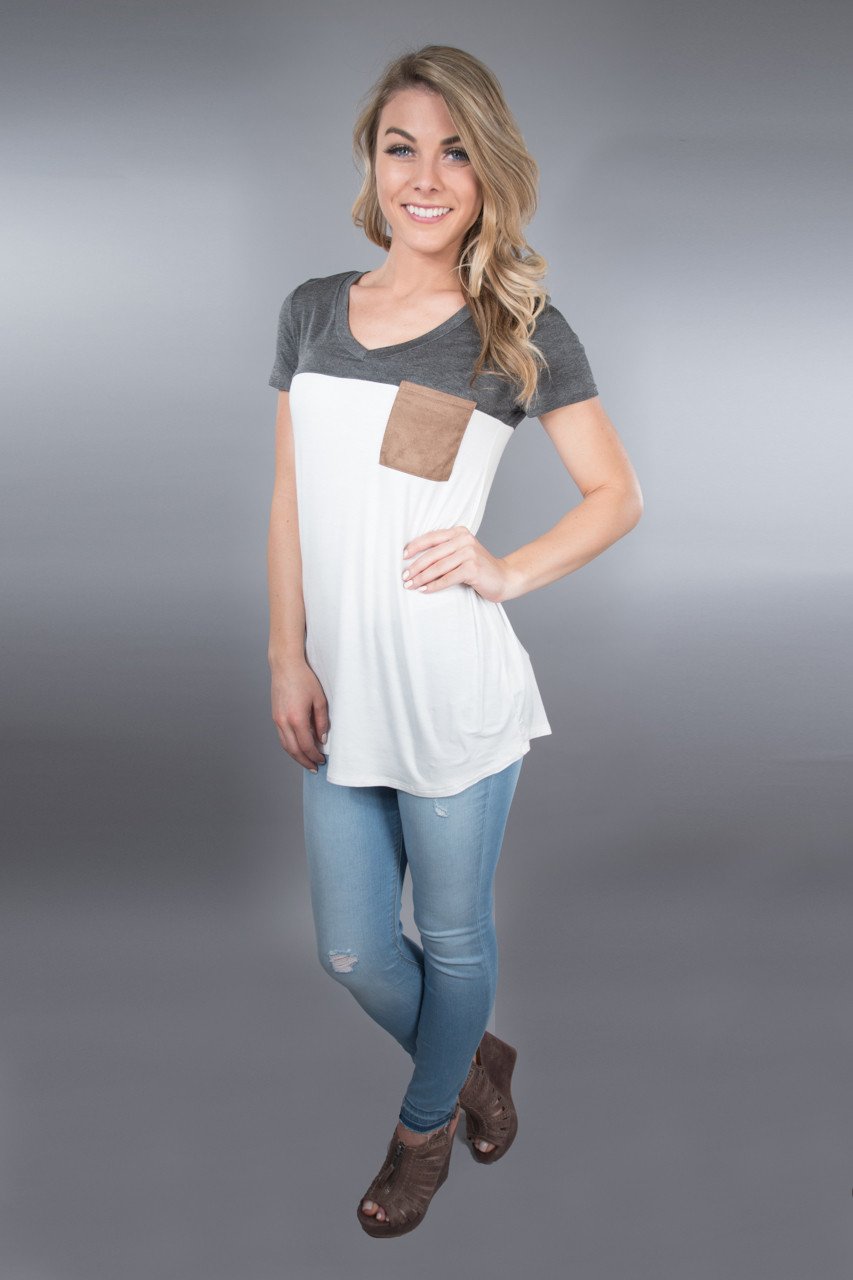 Dark Grey Pocket Top