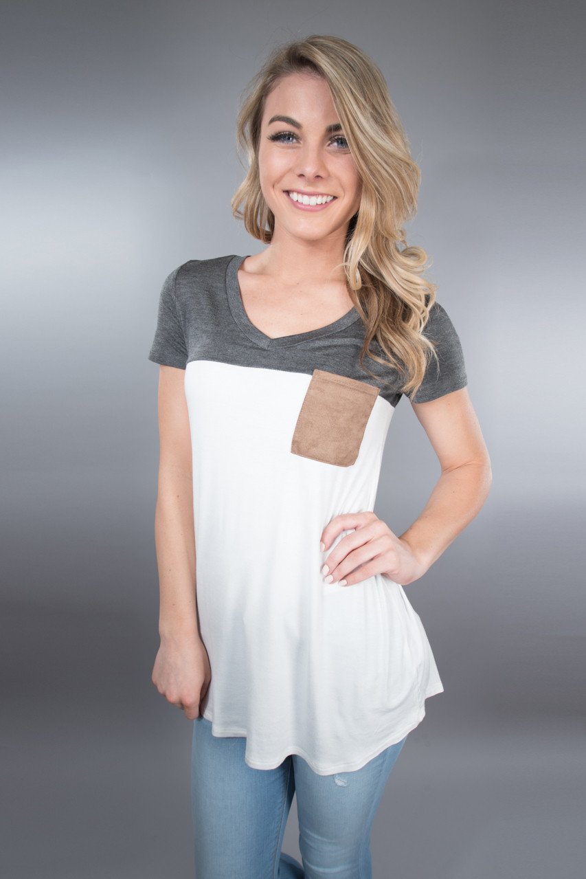 Dark Grey Pocket Top
