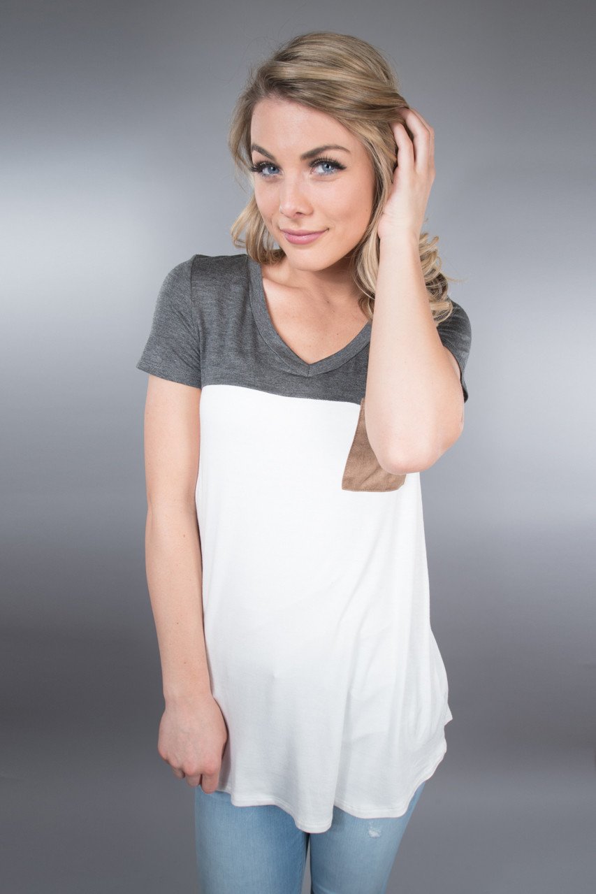 Dark Grey Pocket Top