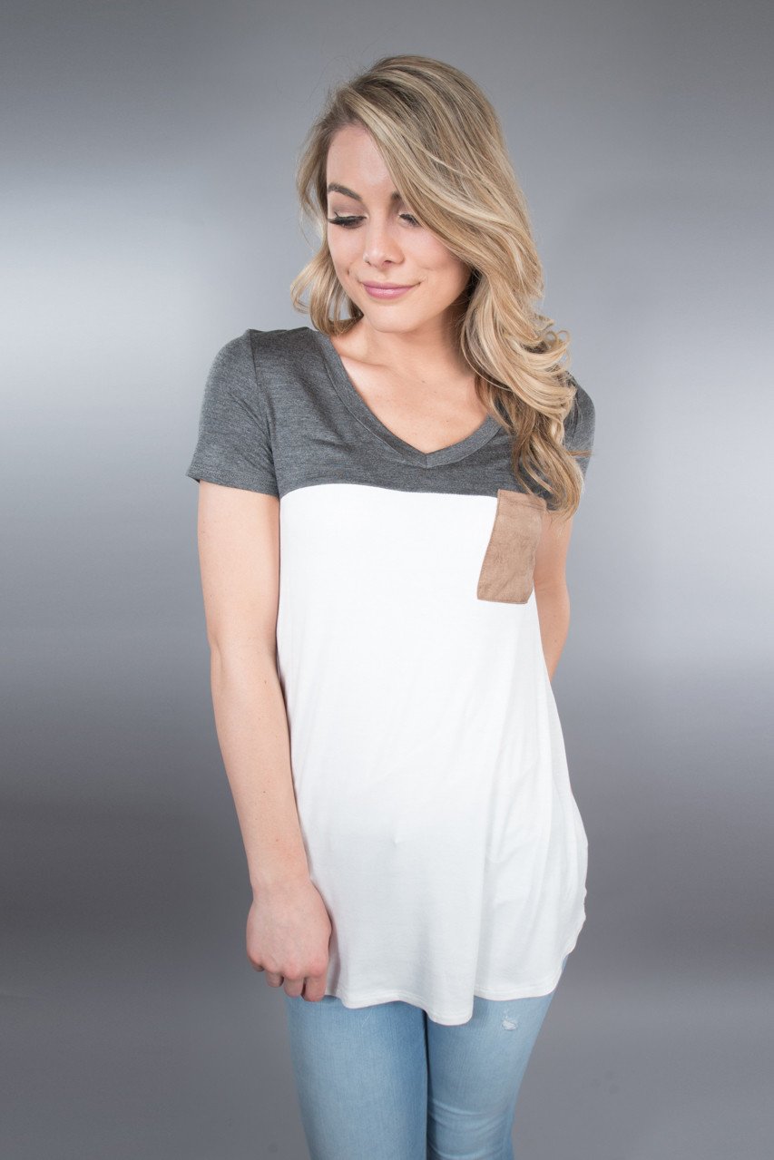 Dark Grey Pocket Top