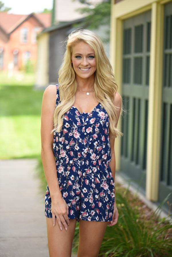 Navy Floral Romper