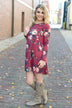 Florence Floral Dress ~ Burgundy