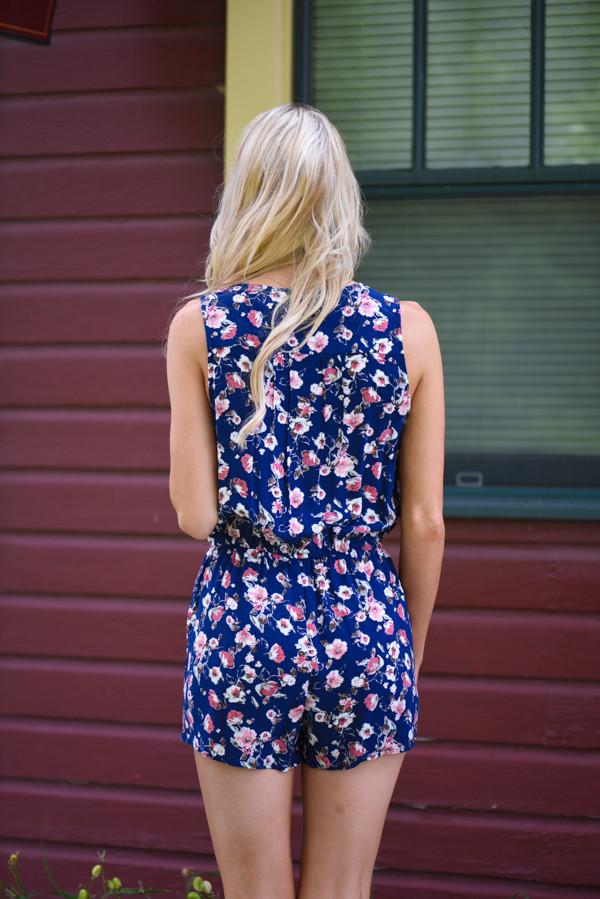 Navy Floral Romper