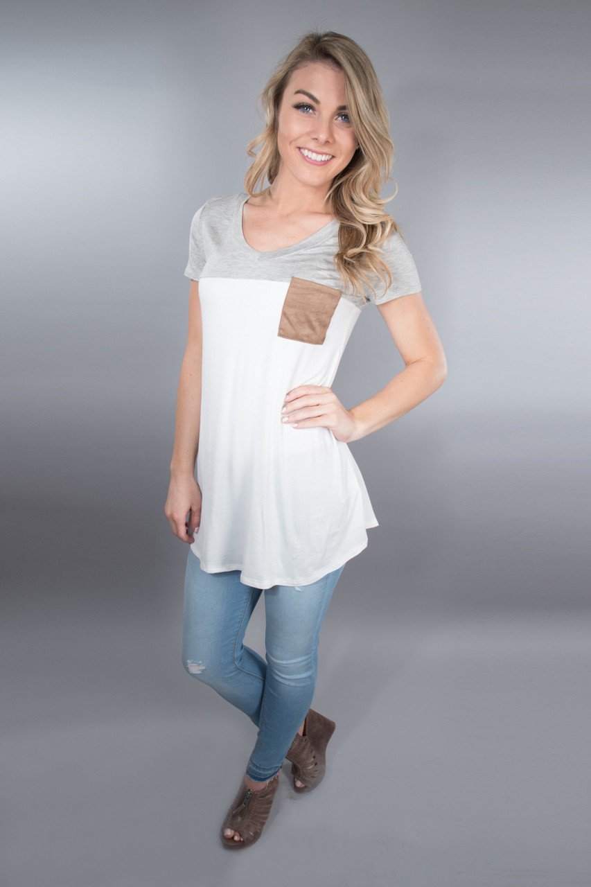 Heather Grey Pocket Top
