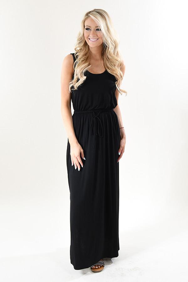 Black Drawstring Maxi Dress