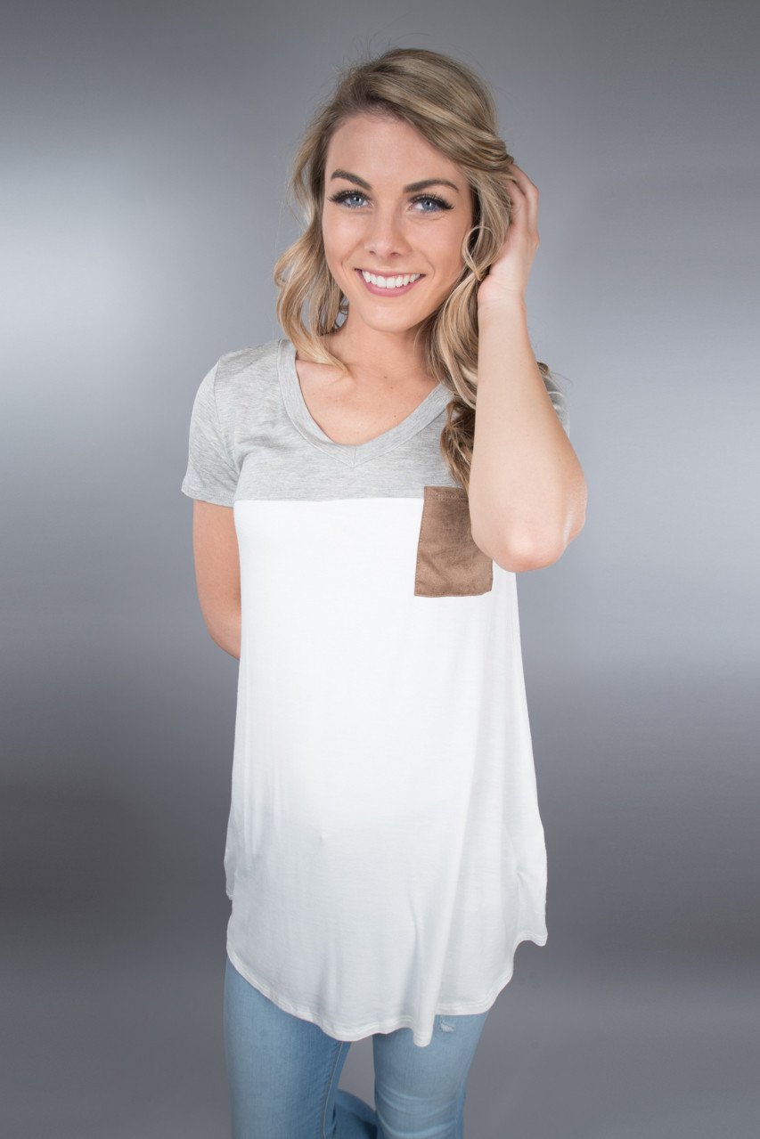 Heather Grey Pocket Top