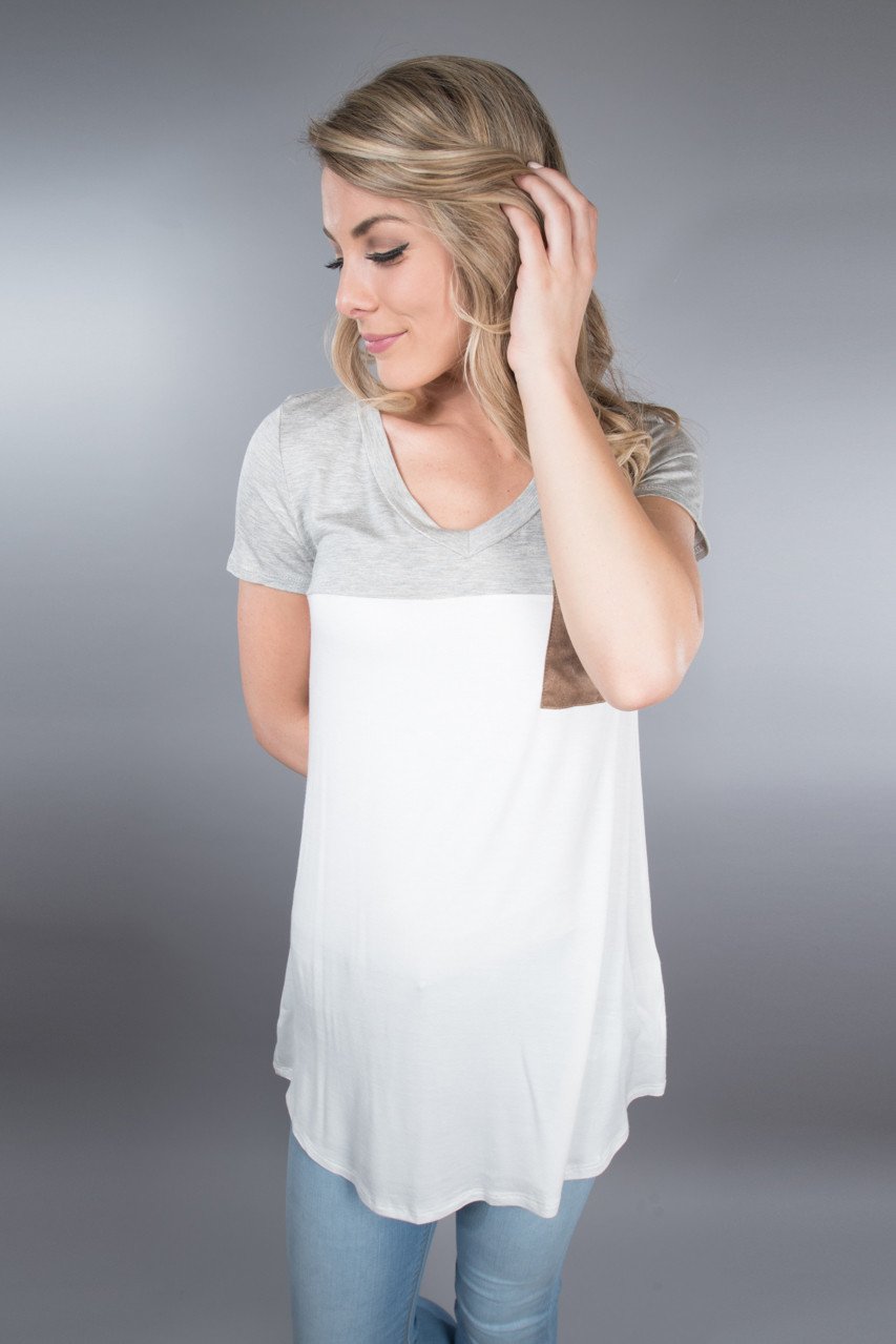 Heather Grey Pocket Top
