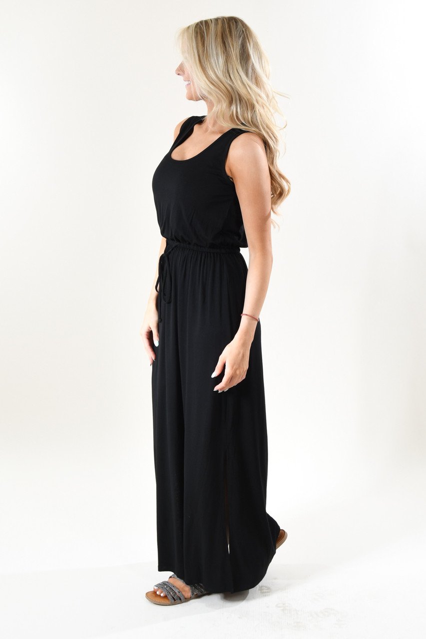 Black Drawstring Maxi Dress