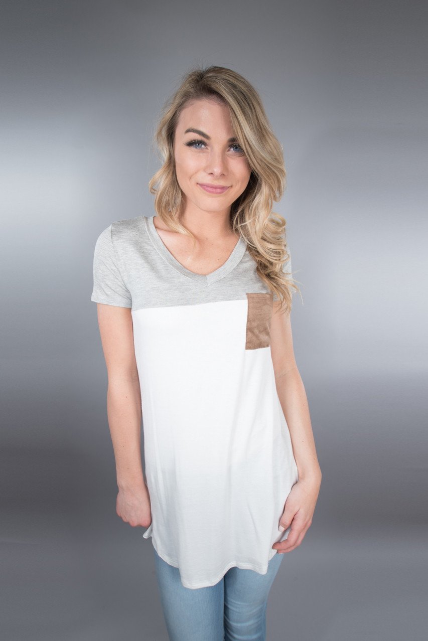 Heather Grey Pocket Top