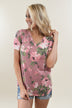 Yours Truly Floral V-Neck Mauve