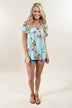 Favorite Lace Up Top ~ Floral Mint
