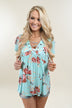 Favorite Lace Up Top ~ Floral Mint