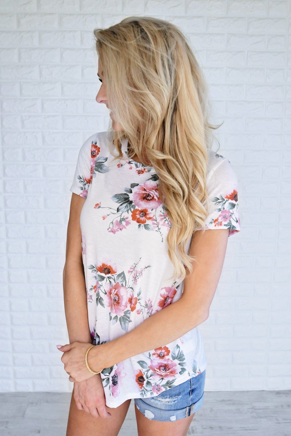 Sugar Kissed Floral Top - Cream