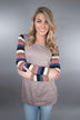 Striped Sleeve Tunic Top ~ Mauve