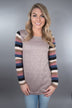 Striped Sleeve Tunic Top ~ Mauve