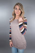 Striped Sleeve Tunic Top ~ Mauve