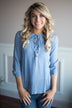Lace Me Up Baby Blue Top