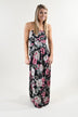 Strapless Floral Maxi Dress ~ Pink & Black