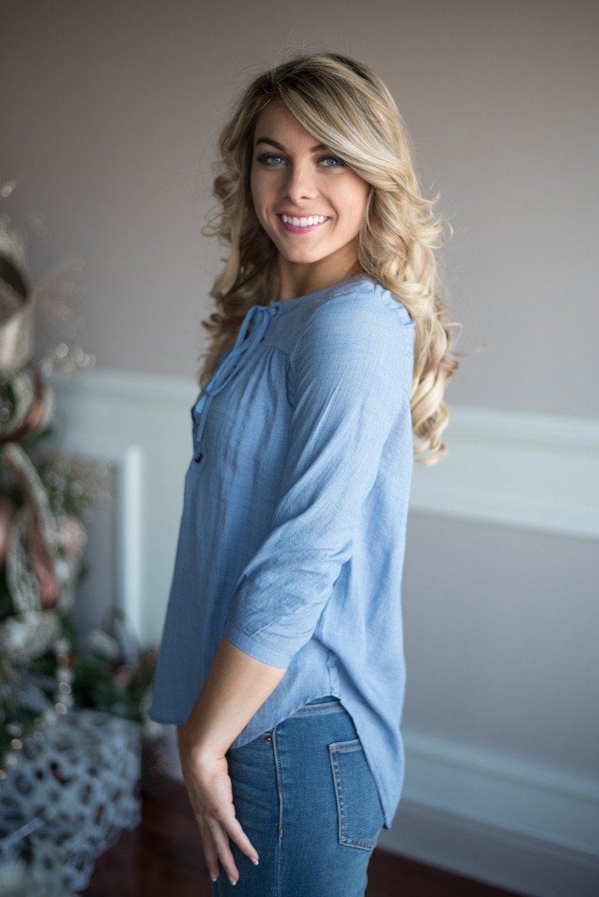 Lace Me Up Baby Blue Top