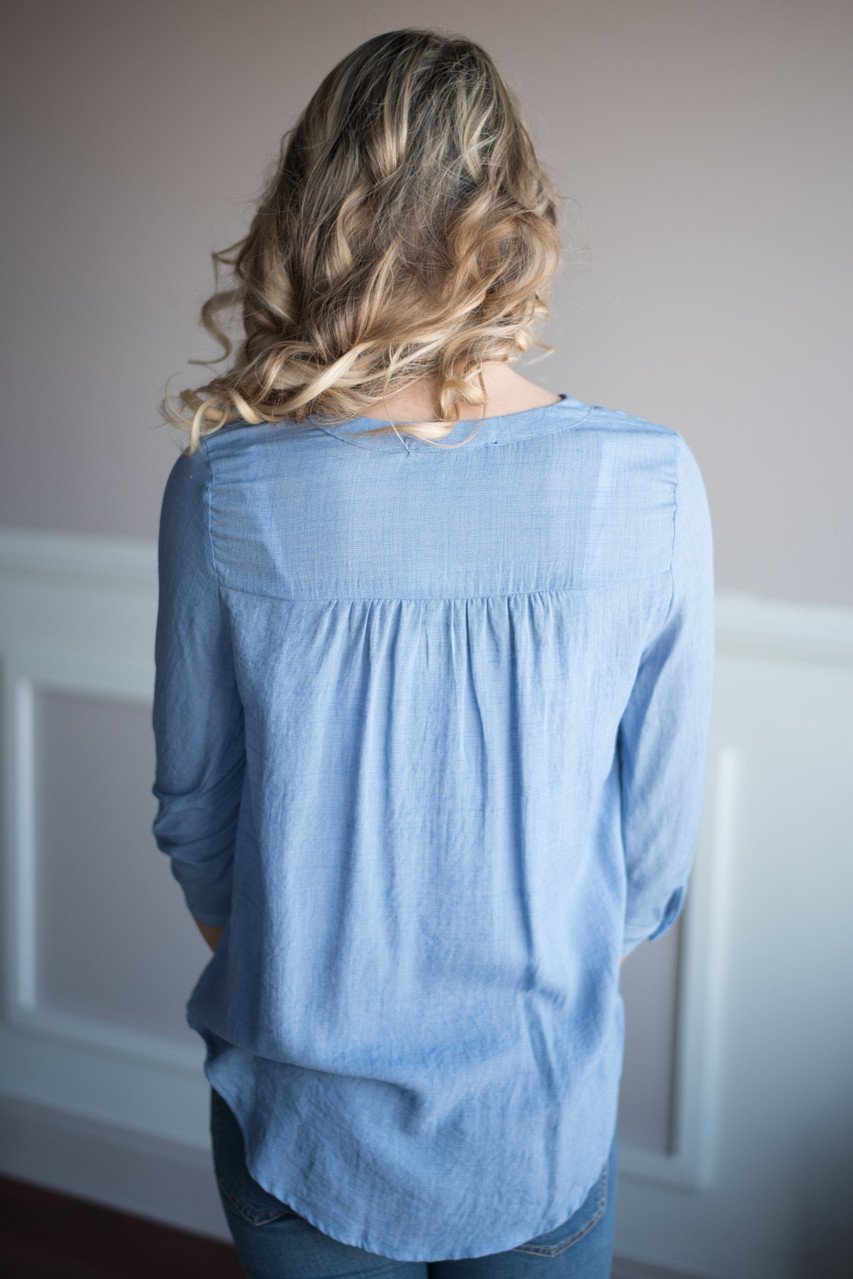 Lace Me Up Baby Blue Top