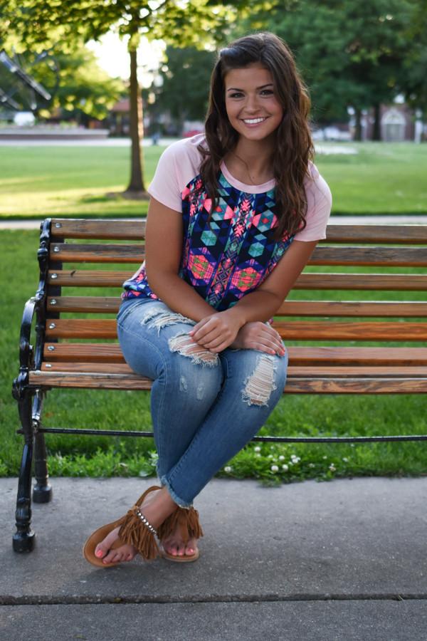 Neon Geo Print Top ~ Pink