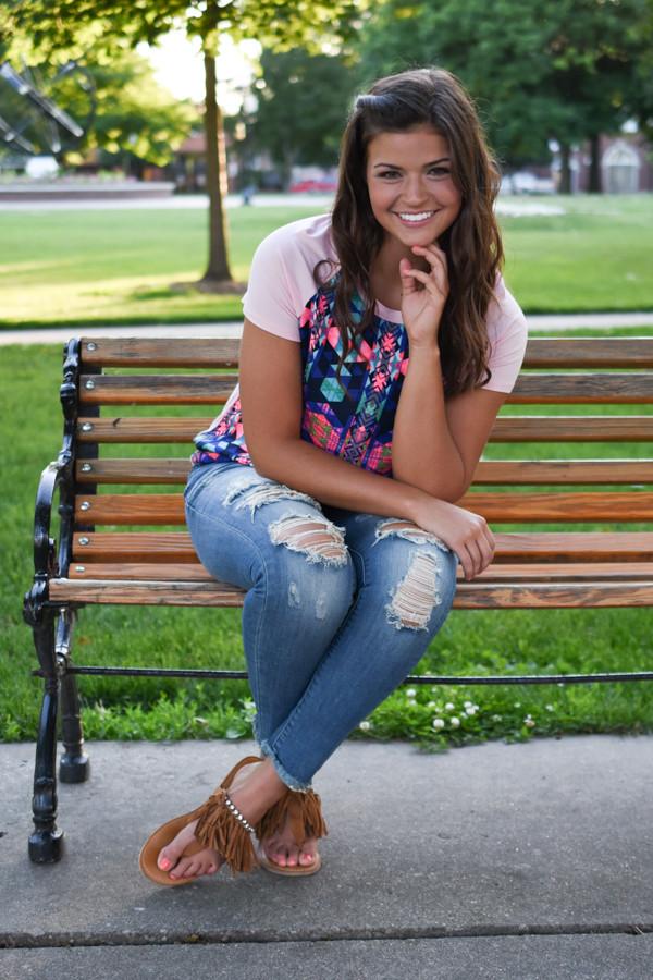 Neon Geo Print Top ~ Pink