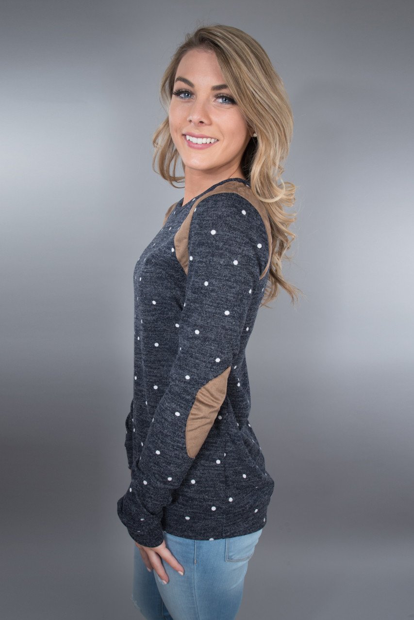 Navy Polka Dot Top