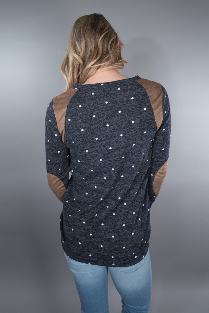 Navy Polka Dot Top