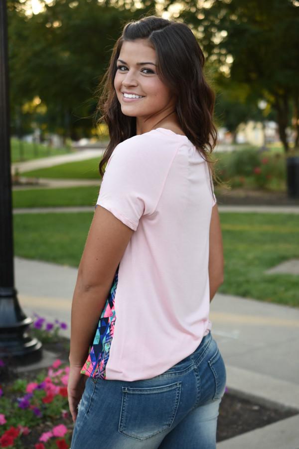 Neon Geo Print Top ~ Pink