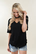 Raw Edge Mock Neck Top ~ Black