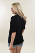 Raw Edge Mock Neck Top ~ Black