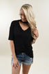 Raw Edge Mock Neck Top ~ Black