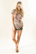 Dark Taupe Floral Knot Top