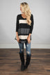 Life in Stripes Top - Steel Grey & Brown