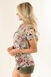 Dark Taupe Floral Knot Top