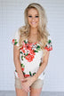 Ivory Floral Scoop Neck Top