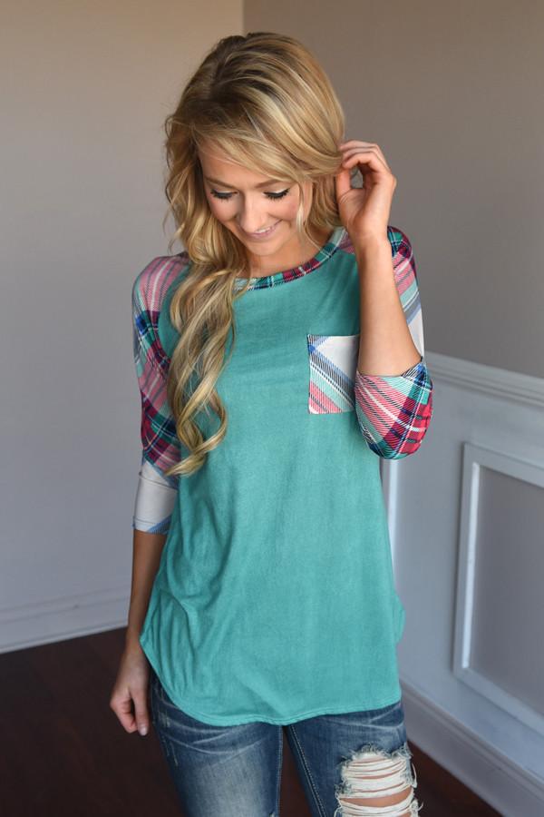 Punch Line Top ~ Teal