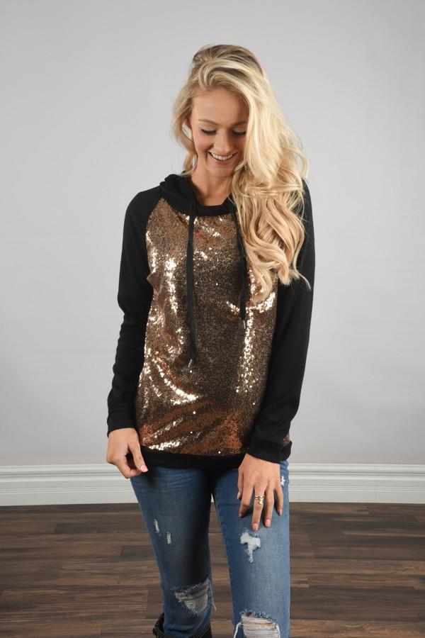 Glitter Hoodie ~ Black & Gold – The Pulse Boutique