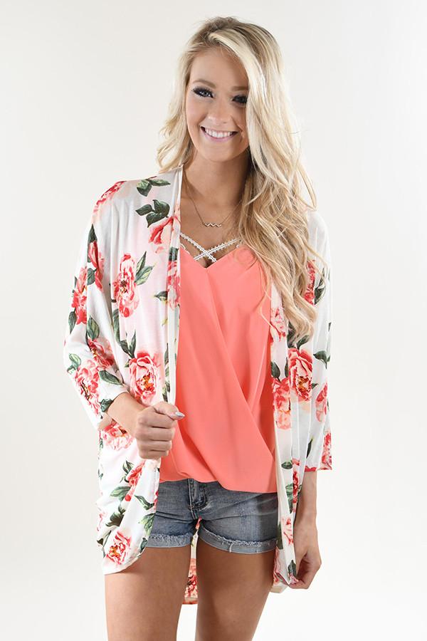Time Flys Floral Kimono